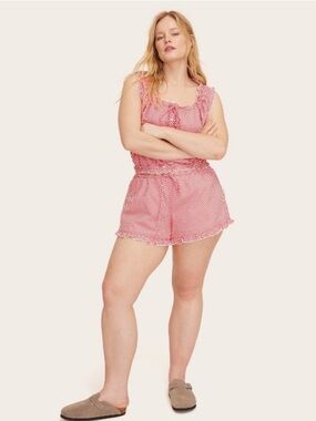 NWT Parke x Target Red Gingham Check Mid-Rise Woven Drawstring Shorts - S